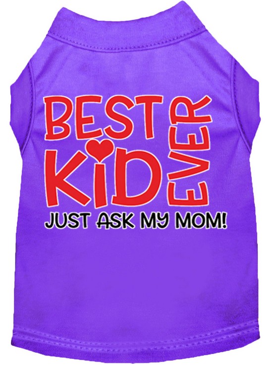 Ask My Parents Screen Print Dog Shirt Purple Med